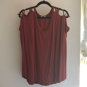 Summer blouse open shoulder brick